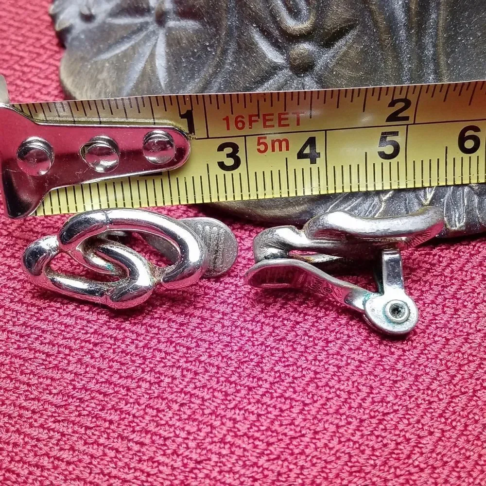 Monet clip on earrings vintage silver tone